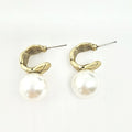 Gold Tone Pearl Bow Heart and Geometric Stud Earrings view 4