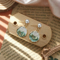 Pearl Stud Enamel Floral Frame Drop Earrings Nine Styles view 2