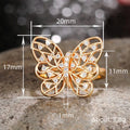 Gold Openwork Butterfly Ring Clear CZ Wing Accents view 5