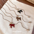 Horse Charm Layered Necklace In Two Colors Jewelry Design view 2