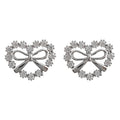 Silver Tone Clear Stone Heart Wreath And Bow Stud Earrings view 5