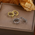 Gold and Silver Open Leaf Ring Small Stud Earrings view 1