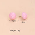 Pink and Black Glossy Round Dome Stud Earrings in Two Colors view 4
