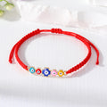 Red Woven Cord Five Flower Evil Eye Adjustable Bracelets view 7