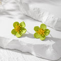 Layered Metal Flower Stud Earrings in Five Color Options view 6