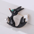 Enamel Fox Brooch with Faux Pearl in Black or White view 4