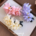 Fabric Flower Duckbill Hair Clips Pink White Purple view 2