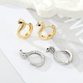 Gold and Silver Tone Sculpted Cobra Huggie Earrings view 1