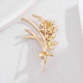 Gold Tone Multicolor Floral Branch Pearl Look Metal Brooch Pin view 4