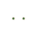 Green Square Stone Mini Stud Earrings In Silver And Gold Tone view 5