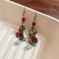 Antique Metal Floral and Beaded Hook Drop Earrings view 6
