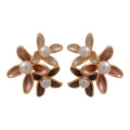 Crystal Flower and Faux Pearl Stud Earrings in Three Colors view 5