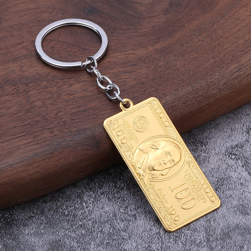 Dollar Bill Zinc Alloy Keychain Pendant Gift Accessory