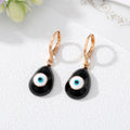 Gold Tone Colorful Teardrop Evil Eye Huggie Drop Earrings view 9