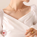 Freshwater Pearl Drop Gold Bar Choker Necklace Extender view 3