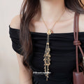 Metal Branch Fringe Pendant Necklace in Gold and Silver Tone view 3