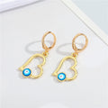 Gold Tone Evil Eye Huggie Earrings with Ten Symbolic Drop Designs view 7