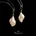 Gold Fishhook Iridescent Cream Conch Shell Drop Earrings view 3