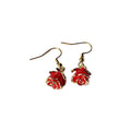 Red Rose Enamel Drop Earrings with Stainless Steel Ear Wires view 5