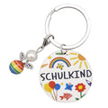 Schulkind Round Wooden Keychain Rainbow Bee Charm Disc view 5
