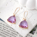 Rounded Triangle Faceted Glass Dangle Earrings Gold Hooks 8 Colors view 9