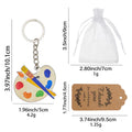 Artist Palette Paintbrush Printed Wood Keychain Ring view 2