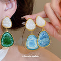 Stone Look Geometric Drop Earrings in Three Colorways view 1