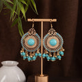 Red Green and White Woven Medallion Bead Hook Earrings view 7