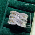 Crossed Multi-Rail Baguette Extra-Wide Ring In Silver Tone view 4