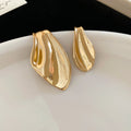 Gold Tone Asymmetric Fishtail Stud Earrings Statement Jewelry view 6