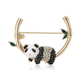Gold Tone Rhinestone Panda Brooch Bamboo Frame Enamel Pin view 5