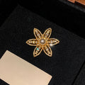 Rhinestone Flower Pearl Brooches Gold Silver Two Tones view 6