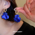 Layered Petal Drop Earrings With Textured Oval Tops view 4