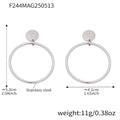 Large Hoop Drop Earrings With Round Disc Stud Tops view 7