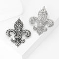 Fleur De Lis Crystal Brooch in Detailed Metal and Crystal Design view 4
