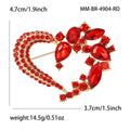 Open Double Heart Floral Crystal Brooch in Red or Blue view 4