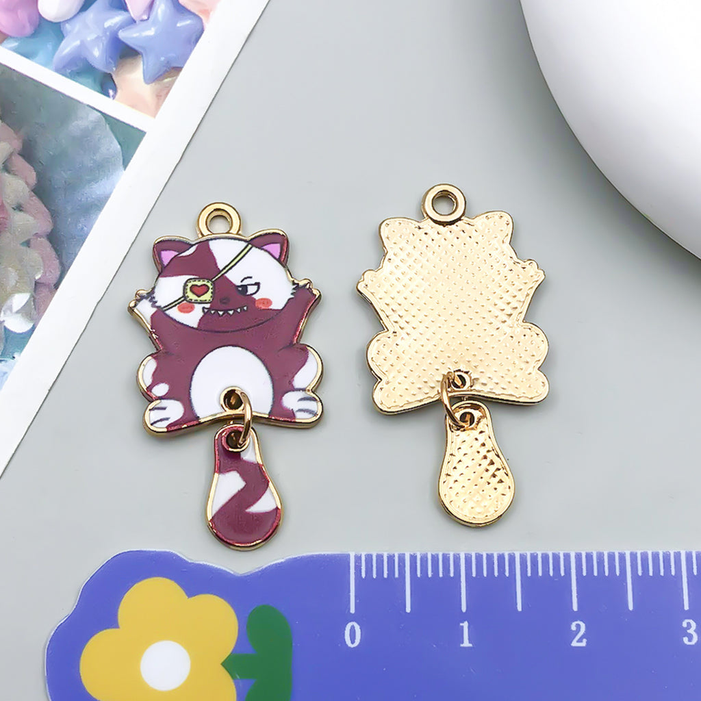 Zinc Alloy Cartoon Cat Movable Tail Charm Pendant for DIY Earrings Necklace Keychain