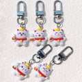 White Fortune Cat Resin Clip Keychains in Five Designs view 3
