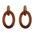 Amber Marbled Resin Double Linked Oval Stud Earrings view 5