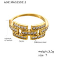 Geometric Link Open Ring Micro Zircon Stainless Steel Size Seven view 11
