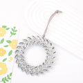 Rhinestone Leaf Wreath Metal Hanging Ornament Circle view 4