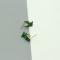 Green Crocodile Figural Stud Earrings with Gold Tone Mouth Detail view 5