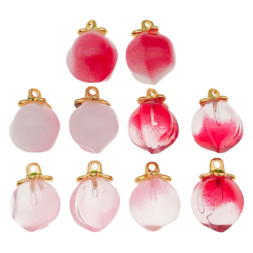 Candy Color Glass Peach Charm Pendant for Necklace Bracelet Jewelry Making