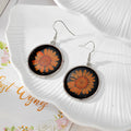 Round Black Resin Daisy Drop Earrings Silver Hook 4 Colors view 6