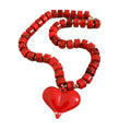 Chunky Beaded Heart Pendant Necklaces in Assorted Colors view 5