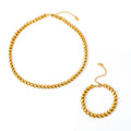 Gold Geometric Cube Link Chain Necklace And Bracelet Set view 5