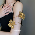 Gold Dual Motif Spiral Arm Cuffs Floral Leaf Shell Styles view 3