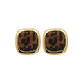 Leopard Print Square Stud Earrings With Gold Tone Frames view 5