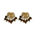 Gold Tiger Eye Moon Star CZ Necklace Firework Stud Earrings view 5