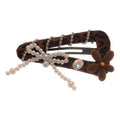 Leopard Print Snap Clip Pearl Bow and Brown Flower view 5